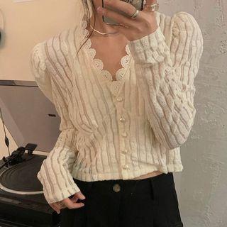 Long-sleeve Crop Lace Top