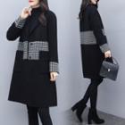 Single Breasted Houndstooth Panel Coat