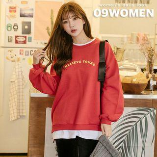 Inset T-shirt Letter-printed Pullover