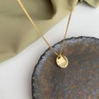 Alloy Disc Pendant Necklace With Box - Gold - One Size