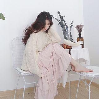 Panel Ruffle Maxi Skirt