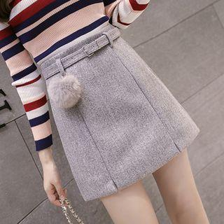 Mini A-line Skirt With Pom Pom