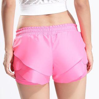 Sports Elastic Waist Petal Hem Shorts