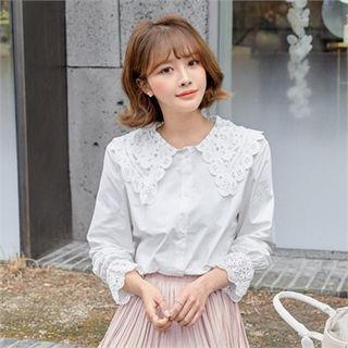Crochet-trim Blouse White - One Size