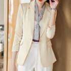 3/4-sleeve Single-button Blazer / Straight Leg Cropped Dress Pants / Set