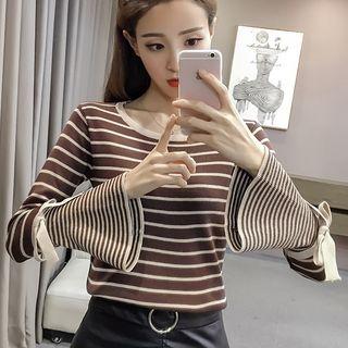 Bell Sleeve Stripe Knit Sweater