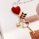 Heart Key Drop Earring 1pc - Love Heart & Key - One Size