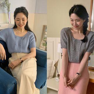 Double-breasted Rib-knit Cardigan