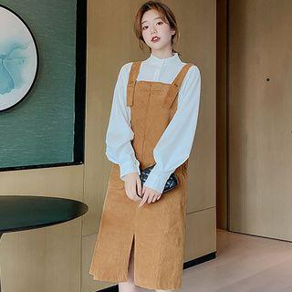 Corduroy Jumper Dress Yellow - One Size