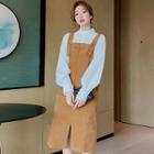 Corduroy Jumper Dress Yellow - One Size
