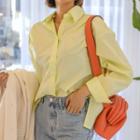Slit-hem Plain Shirt