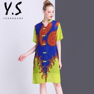 Short-sleeve Chiffon Shirt Dress