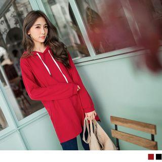 Middle Pocketed Drawstring Hoodie