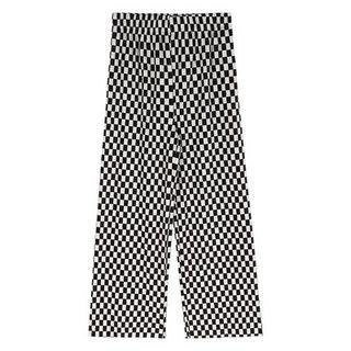 High Waist Checkerboard Loose Fit Pants Black & White - One Size