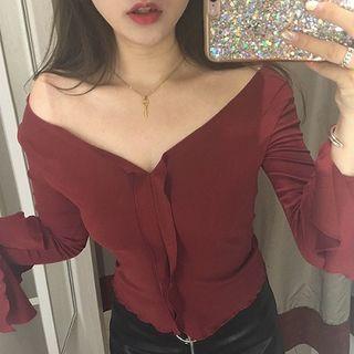 Bell-sleeve Frill Trim T-shirt