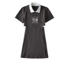 Letter Embroidered Cutout Mini Polo Dress