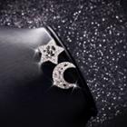 Rhinestone Moon-and-star Earring Silver - One Size