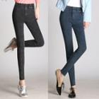 Fleece-lined Washed Jeggings