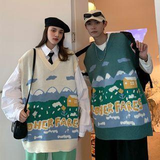 Scenery Print Sweater Vest