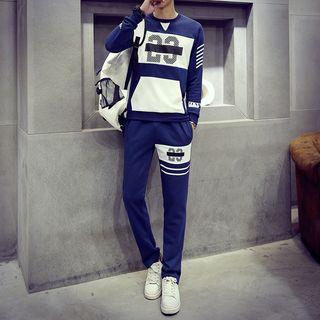 Set: Number Colour Block Sweatshirt + Sweatpants