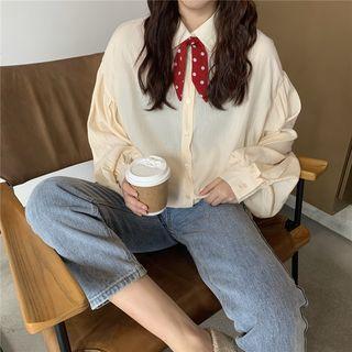 Lantern-sleeve Shirt Almond - One Size