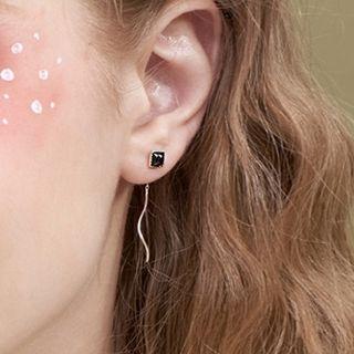 925 Sterling Silver Square Swirl Dangle Earring