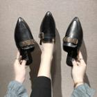 Pointy Toe Buckled Flat Mules