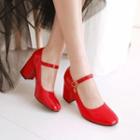 Block-heel Patent Mary Jane Shoes