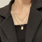 Tag & Hoop Pendant Layered Necklace Gold - One Size