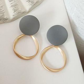 Alloy Disc & Hoop Dangle Earring 1 Pair - Silver Pin - As Shown In Figure - One Size
