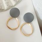 Alloy Disc & Hoop Dangle Earring 1 Pair - Silver Pin - As Shown In Figure - One Size