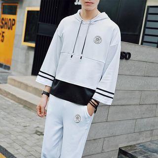 Set: 3/4-sleeve Hooded T-shirt + Sweatpants