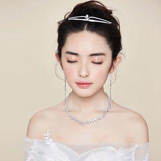 Cz Tiara / Necklace / Drop Earrings