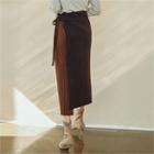 Pleated-trim Knit Skirt