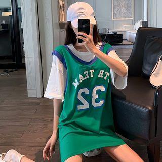 Mock Two-piecce Printed Long T-shirt