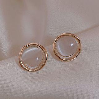 Cat Eye Stone Ear Stud 1 Pair - Cat Eye Stone Earrings - One Size