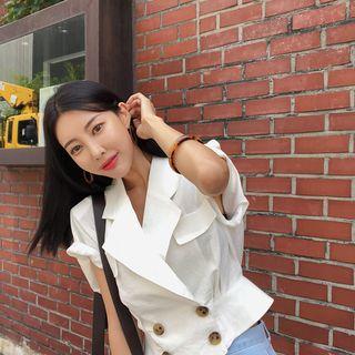 Dolman-sleeve Linen Blend Blazer