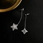 Non-matching Rhinestone Star Dangle Earring Silver - One Size