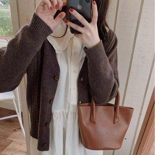 Plain Cardigan Cardigan - Brown - One Size