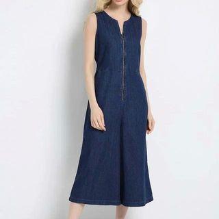 Sleeveless Wide-leg Denim Jumpsuit