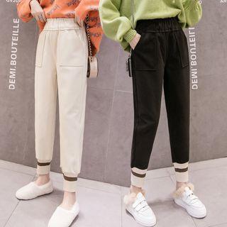 High-waist Striped Woolen Harem Pants