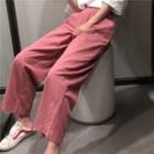 Plain High-waist Loose-fit Pants