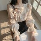 Long-sleeve Lace Square-neck Blouse