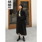 Raglan-sleeve Oversized Long Coat Black - One Size