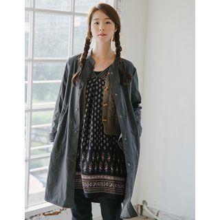 Mandarin-collar Snap-button Parka