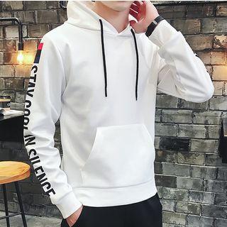Set: Letter Hoodie + Sweatpants Set - Hoodie - White - One Size / Sweatpants - Black - One Size