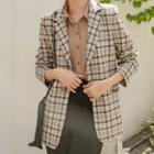 Single-button Tailored Plaid Jacket