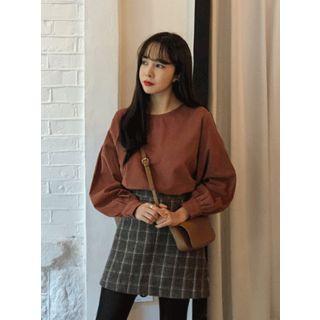 Napped Check Mini Skirt