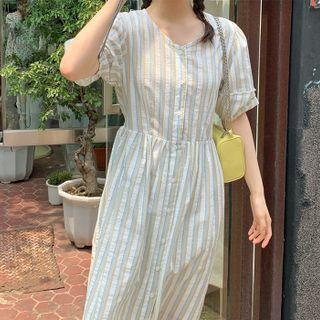 Button-up Midi Stripe Dress