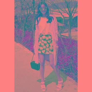 Zip-back Floral-pattern Mini Skirt